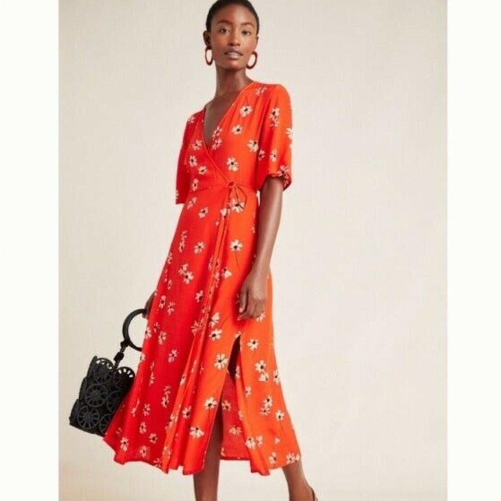 Faithful the Brand Floral Red Wrap Dress